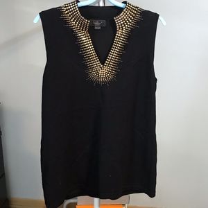 Gold embelished black V neck Belldini blouse